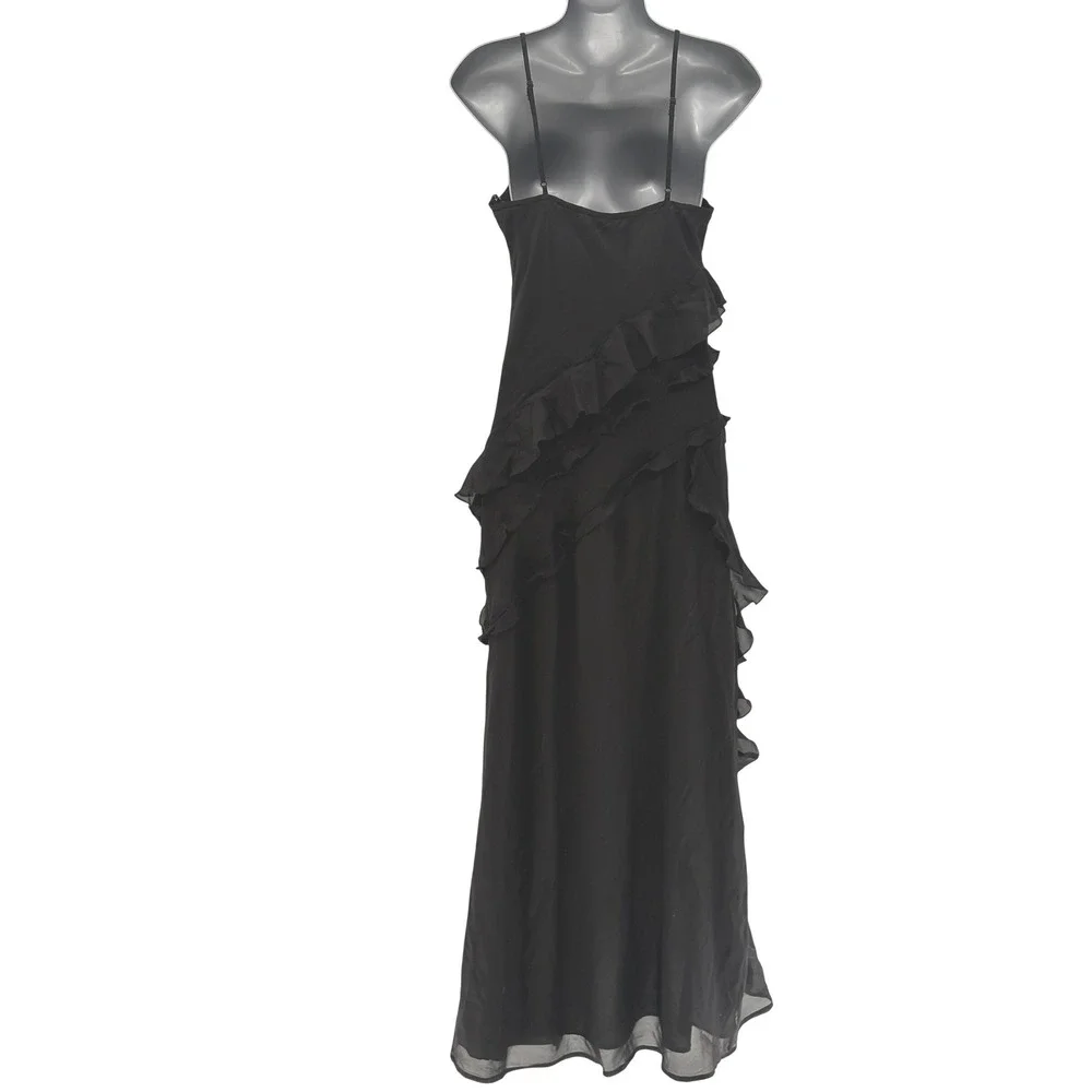 Abercrombie & Fitch Black Ruffled Maxi Dress
